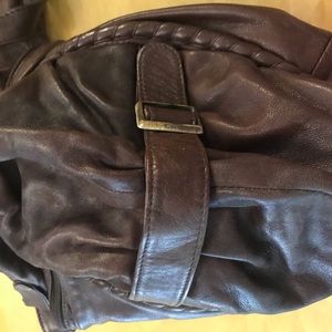 Vintage Guidi Soft Brown Leather Handbag Italy 16 inch x12 inch x9 inch